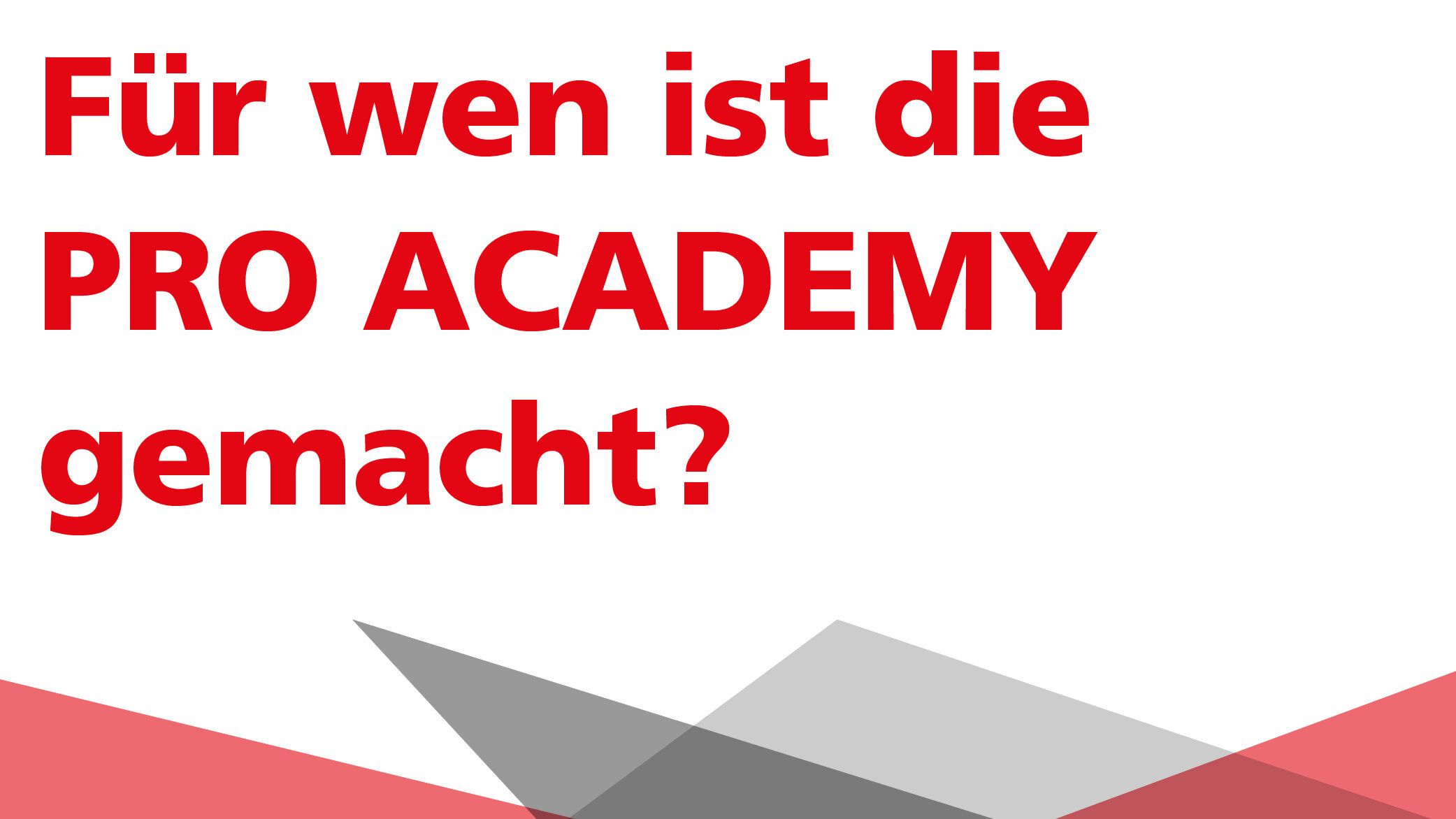 Für wen ist die PRO ACADEMY gemacht?