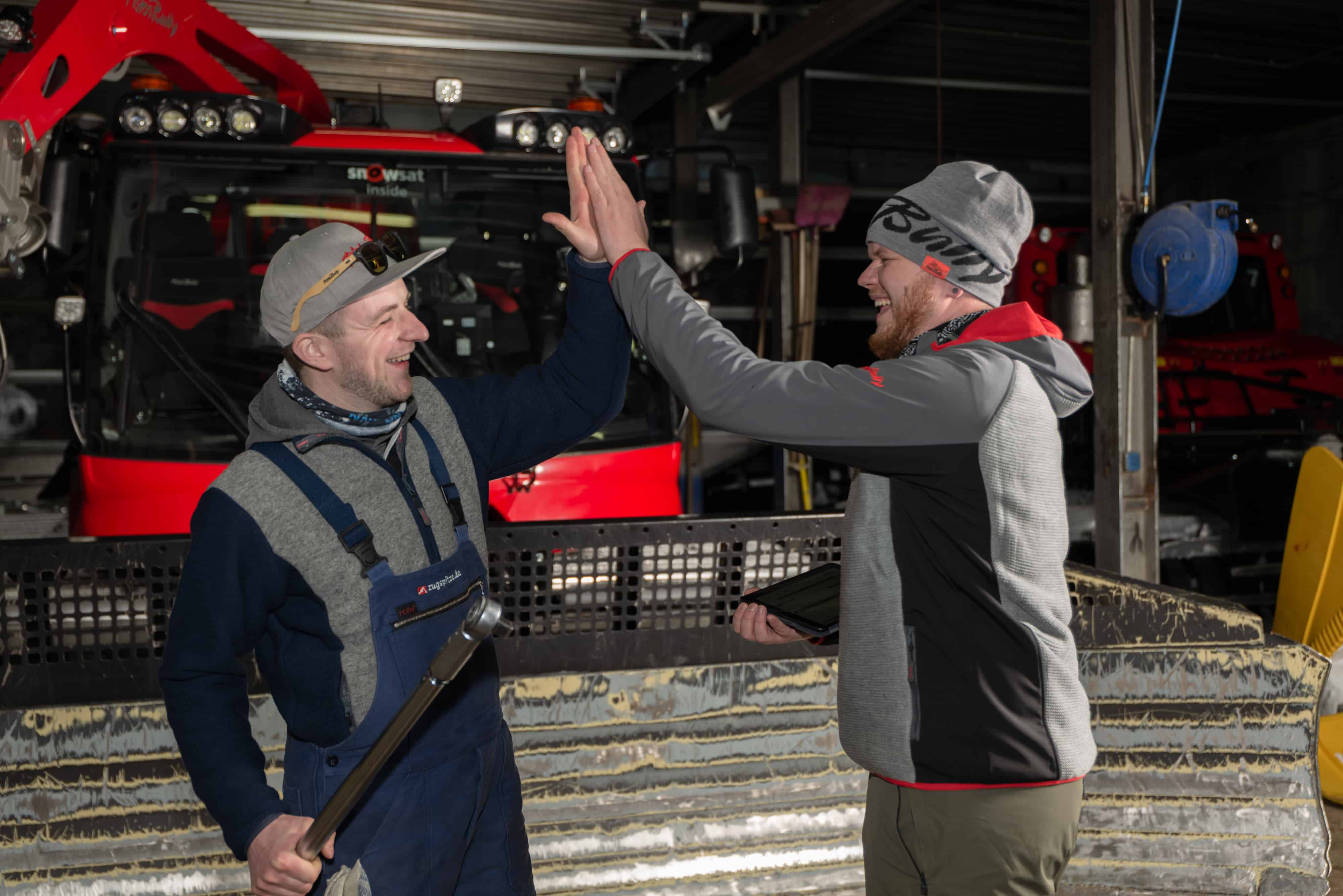 Ski resort employees in a workshop