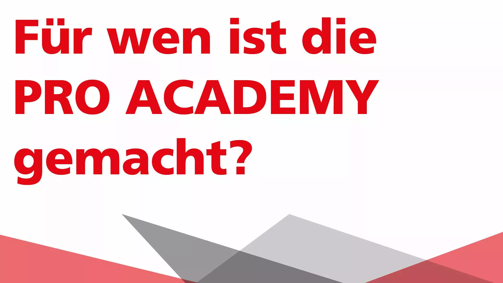 Für wen ist die ProAcademy gemacht?